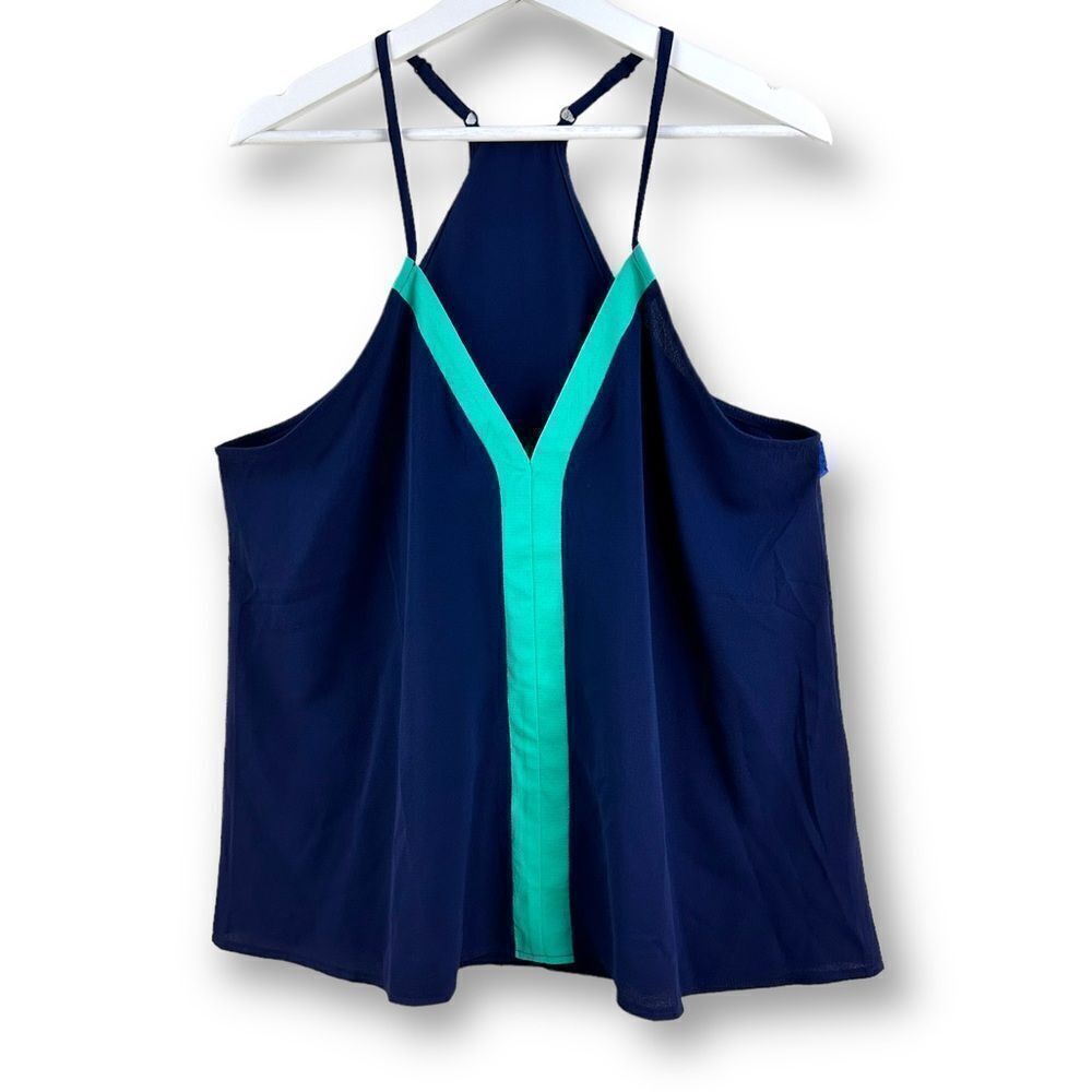 Navy with green stripe‎ racer back cami size L